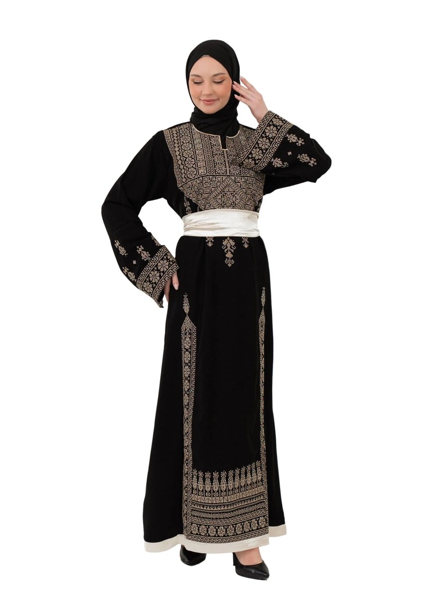 palestinian embroidered dress Embroidered Palestinian Maxi Dress velvet Thobe Palestinian Embroidery