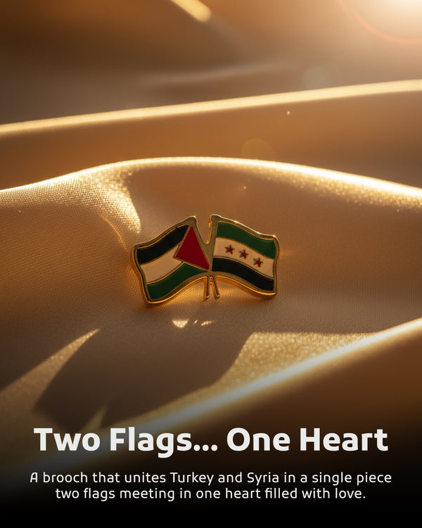 Syrian And Palestinian Flags Symbol Gold Color Custom Design Unisex Lapel Pin A300031