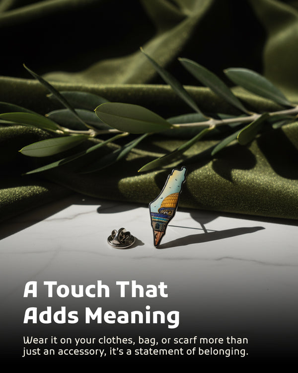 Palestine Map Flag Pin Dome Of The Rock