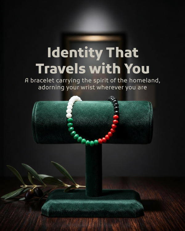 Handmade Bracelet With Palestinian Flag Design And Crystal Stones A300054