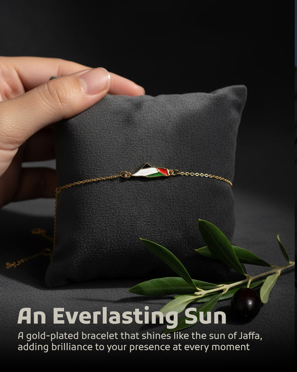 Palestine Map With Flag Stainless Steel Gold Plated Bracelet A300055