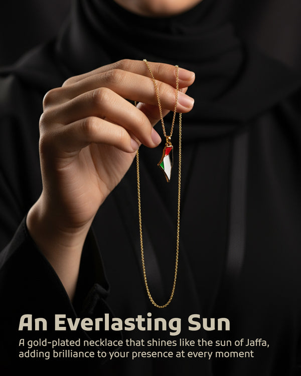 Palestine Map Flag Yellow Chain Unisex Necklace 44 Cm J300014