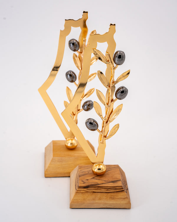 Palestine Map with Olive Branch – Premium Gold Edition M00013