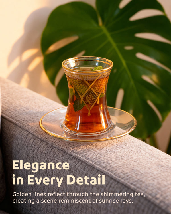 Palestinian keffiyeh print tea cup set, 12 pieces, 6 cups T00001