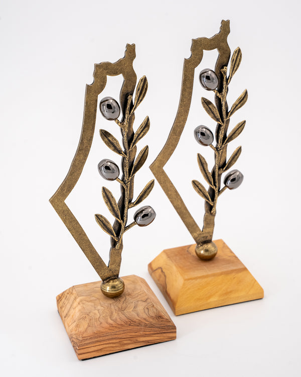 Palestine Map with Olive Branch – Classic Bronze Edition M00014