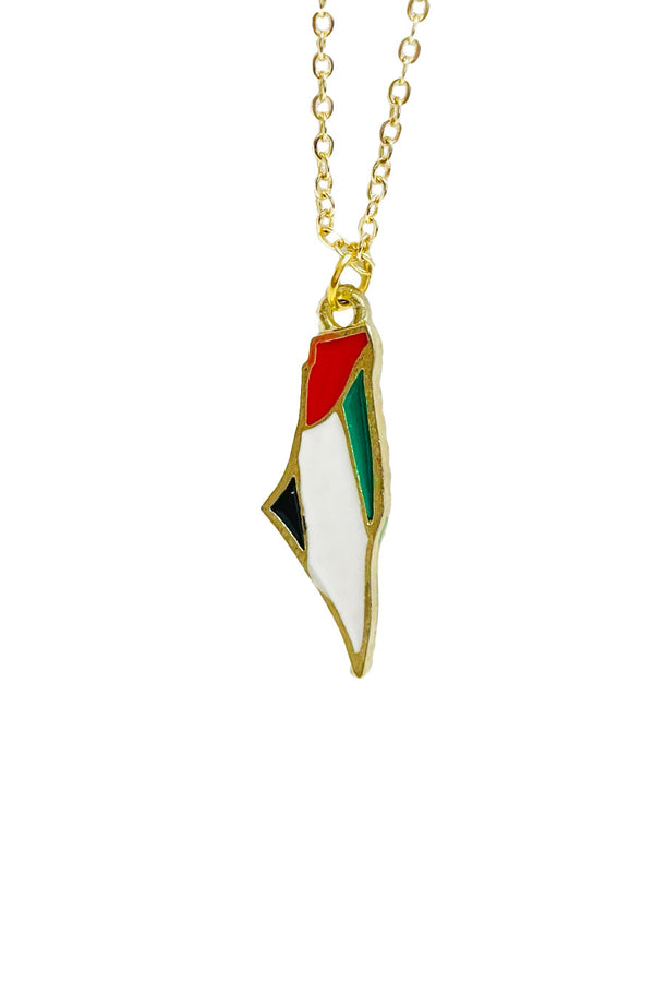 Palestine Map Flag Yellow Chain Unisex Necklace 44 Cm J300014