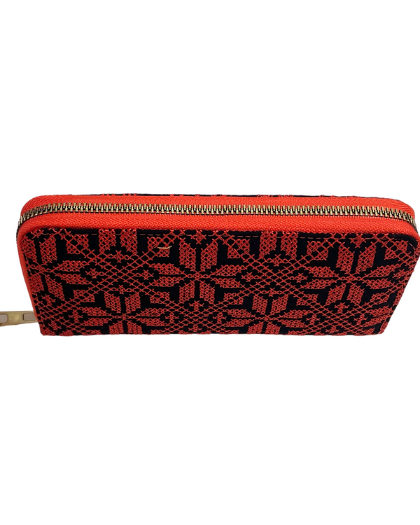 Palestinian Traditional Red Embroidered Single Zipper Womens Large Wallet 2010 Cm A100016