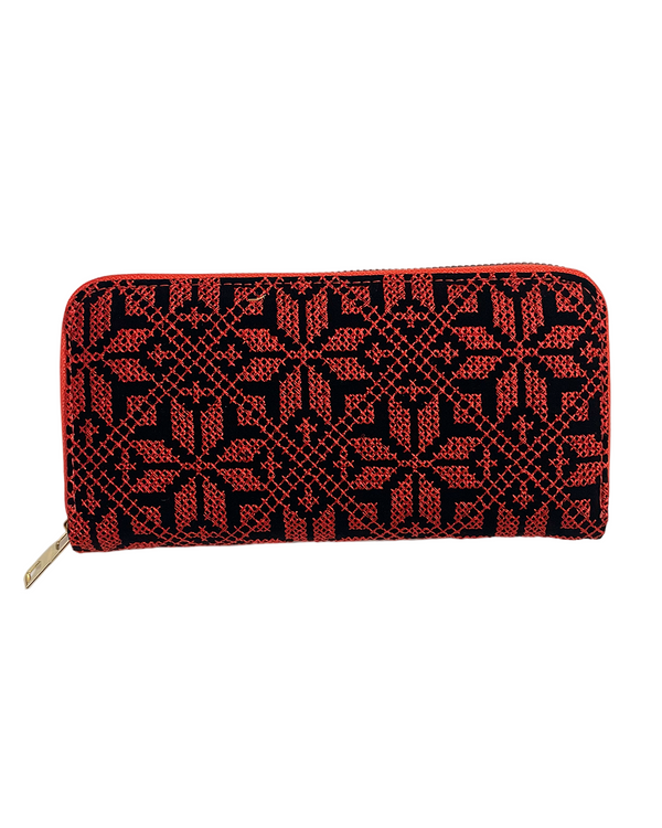 Palestinian Traditional Red Embroidered Single Zipper Womens Large Wallet 2010 Cm A100016