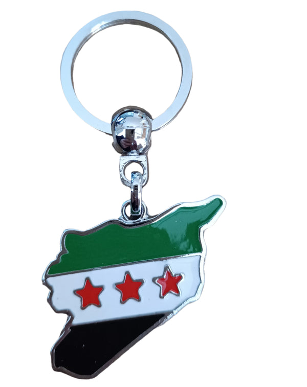 Unisex Syria Map With New Flag Enamel Keychain A300032