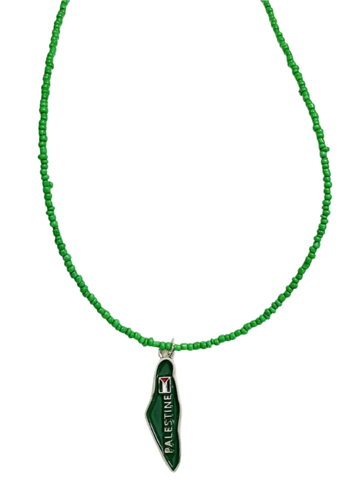 Add a touch of authenticity and beauty to your look with this unique necklace inspired by the green land of Palestine. 