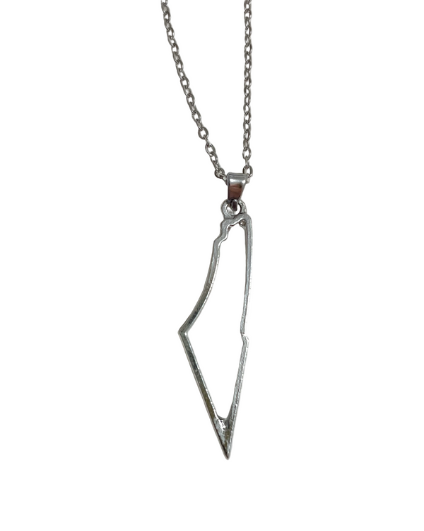 Palestine Map Hollow Silver Color Chain Unisex Necklace 44Cm J300020