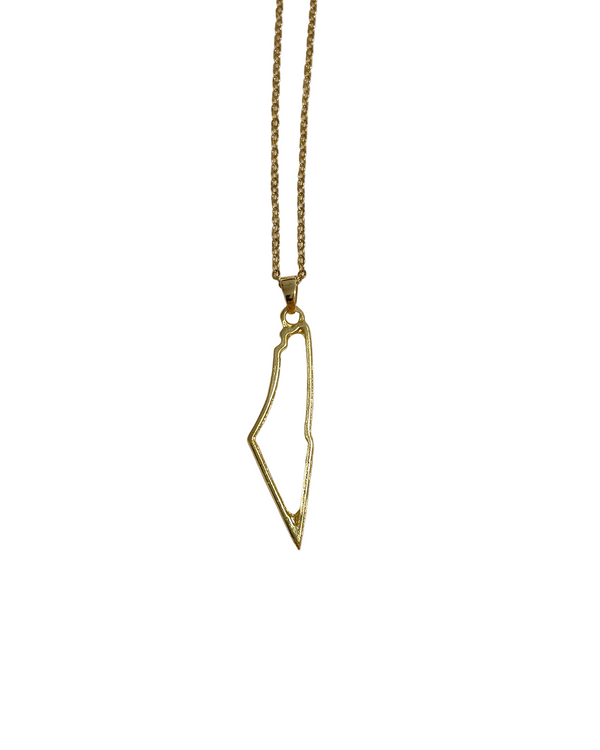 Palestine Map Hollow Gold Color Chain Unisex Necklace 44 Cm J300021