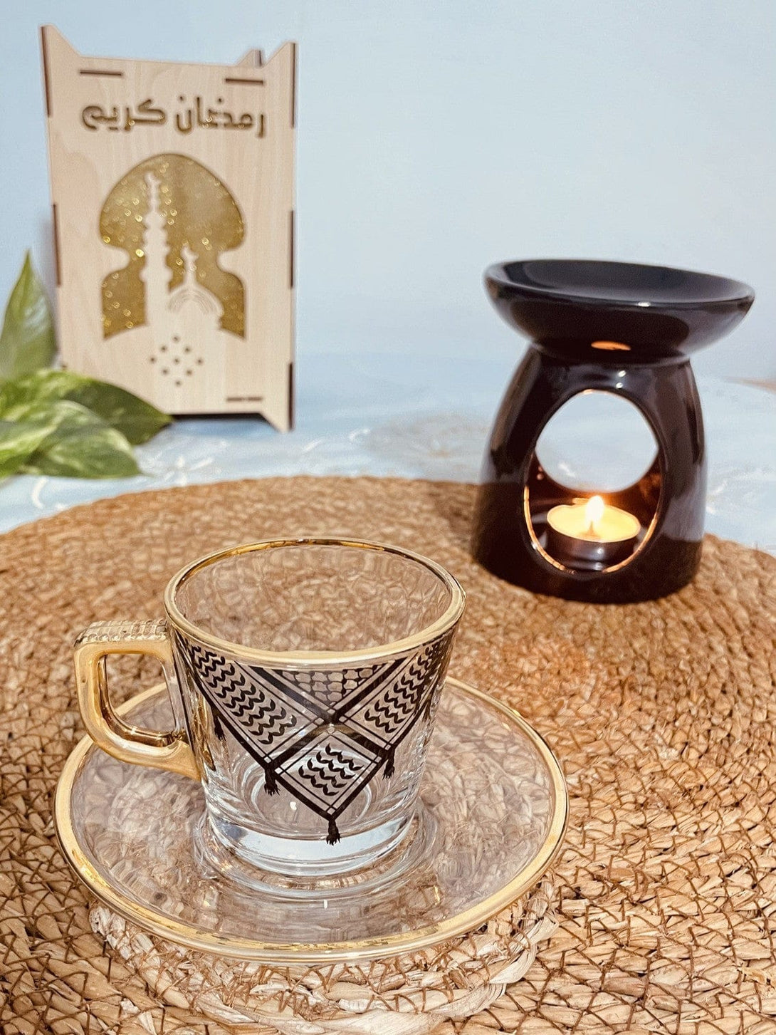 Indulge in a luxurious Turkish coffee experience with this elegant cup set, combining the authenticity of Palestinian heritage with beautiful design.