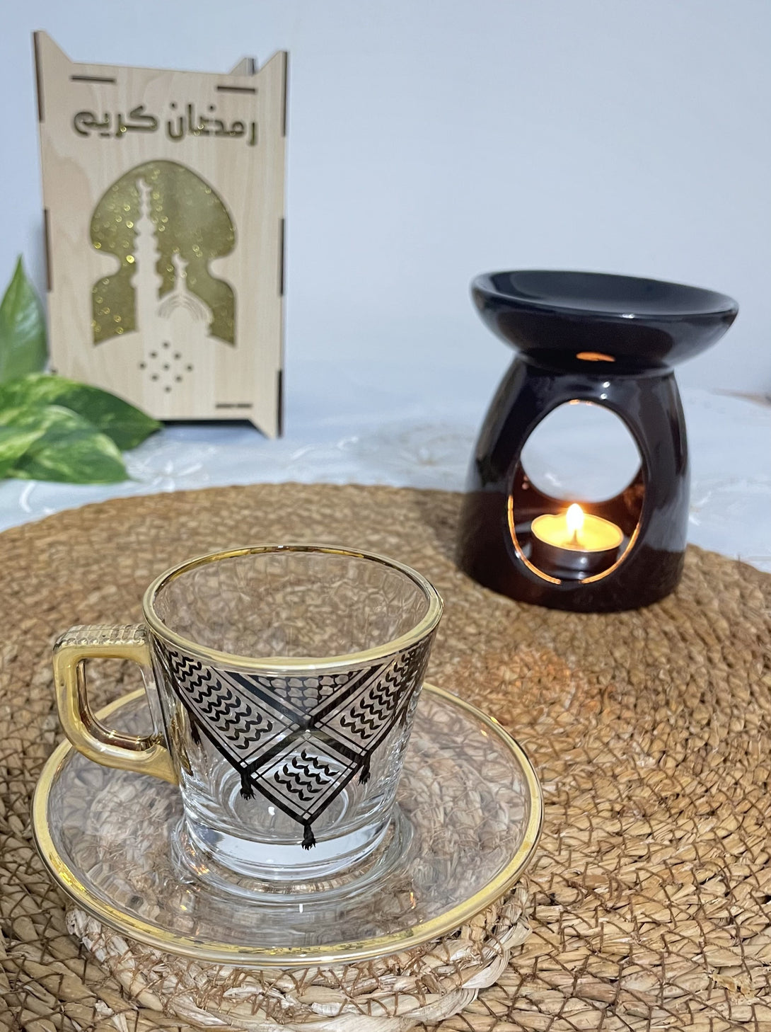 Indulge in a luxurious Turkish coffee experience with this elegant cup set, combining the authenticity of Palestinian heritage with beautiful design.