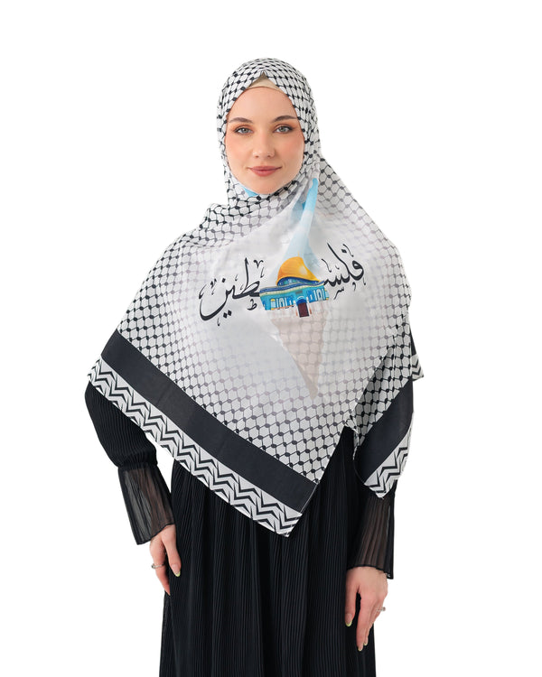 Scarves Palestinian Arabic Calligraphy Name and Map with Jerusalem Printed