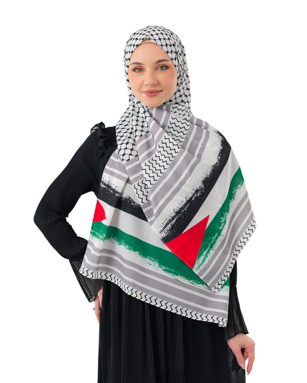 Keffiyeh hijab modal with palastine flag