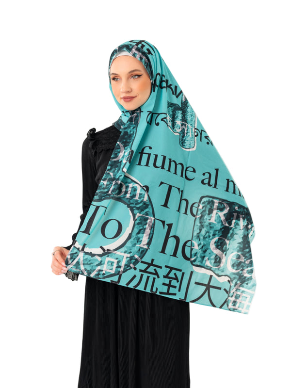 Shawl Palestinian Proverb And Key To Return Green Color Digital Printed Palestinian Shawl S100045