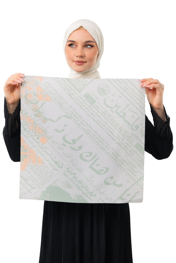 Palestine Newspaper Green Color Digital Printed Small Scarf 4545 Unisex S100051