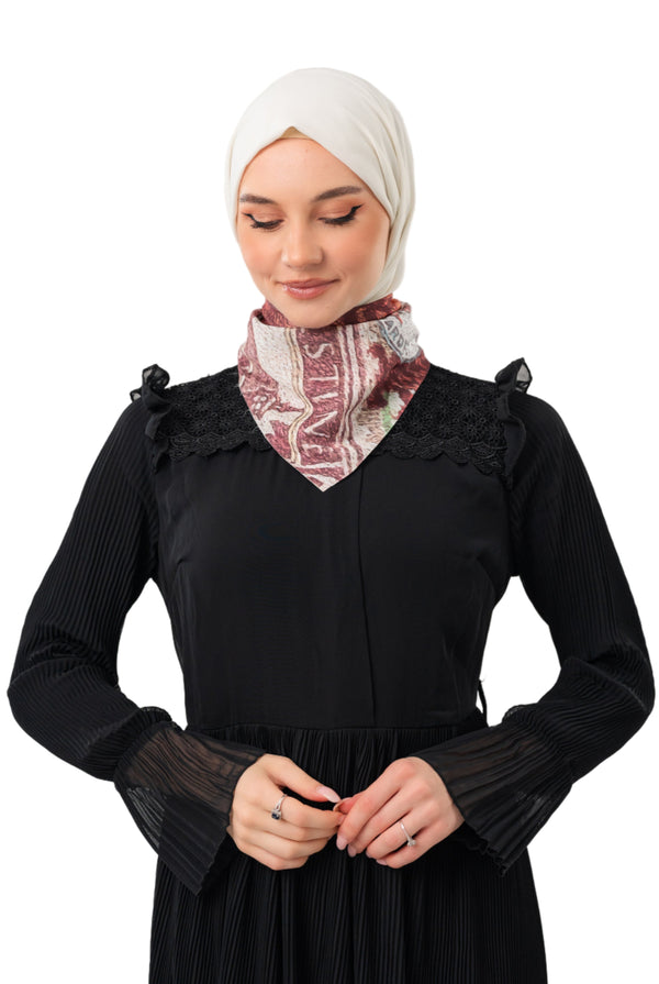 Palestine Old Image Aged Ellele Red Digital Printed Small Scarf 4545 Unisex S100052