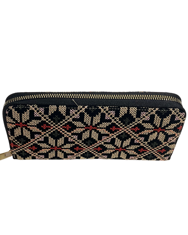 Palestinian Traditional Gold Embroidered Single Zipper Womens Large Wallet 2010 Cm A100018