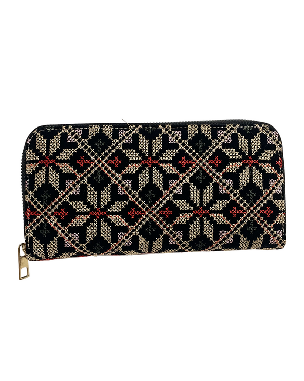 Palestinian Traditional Gold Embroidered Single Zipper Womens Large Wallet 2010 Cm A100018