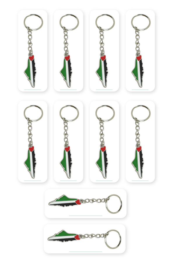 10 Pcs Palestine Colorful Map Keychain Unisex A300013-10