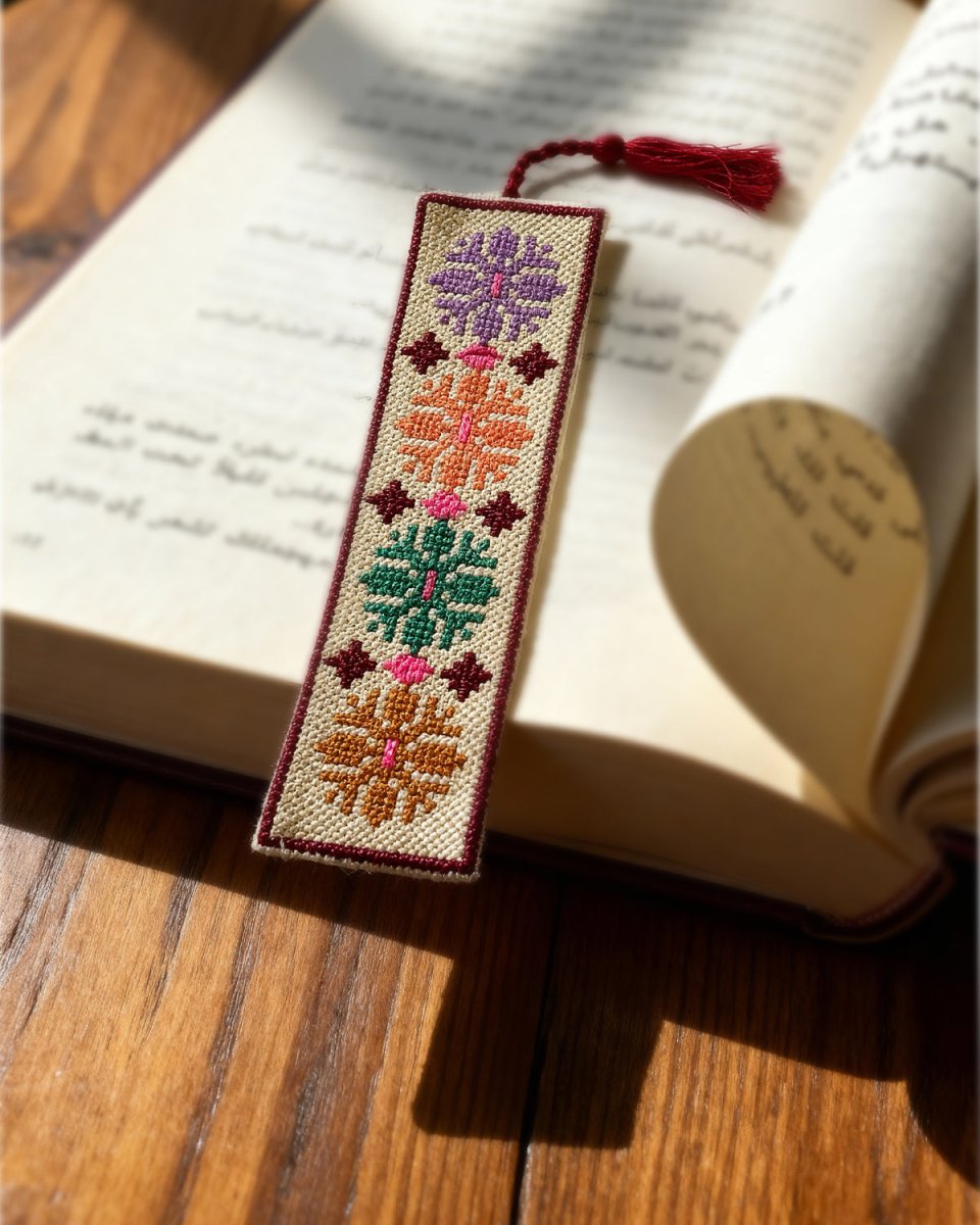 Palestinian Tatreez Bookmark Red Floral – Handmade Heritage Gift ...