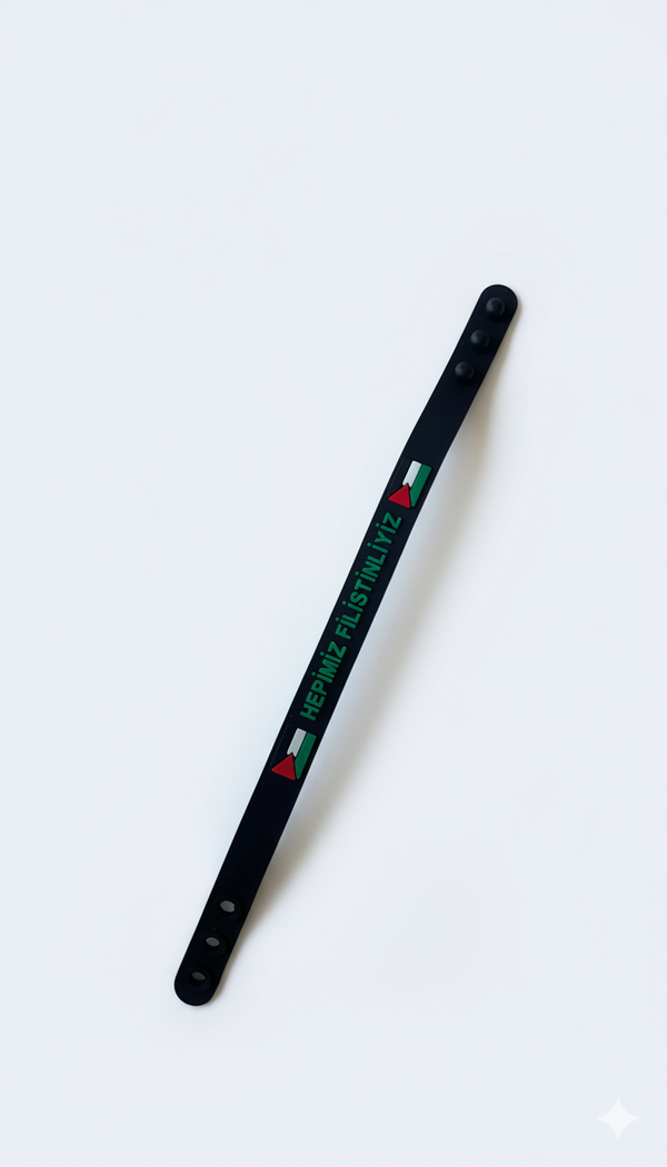 Palestinian We Are All Palestinians Black Scented Rubber Adjustable Hand Bracelet A300072