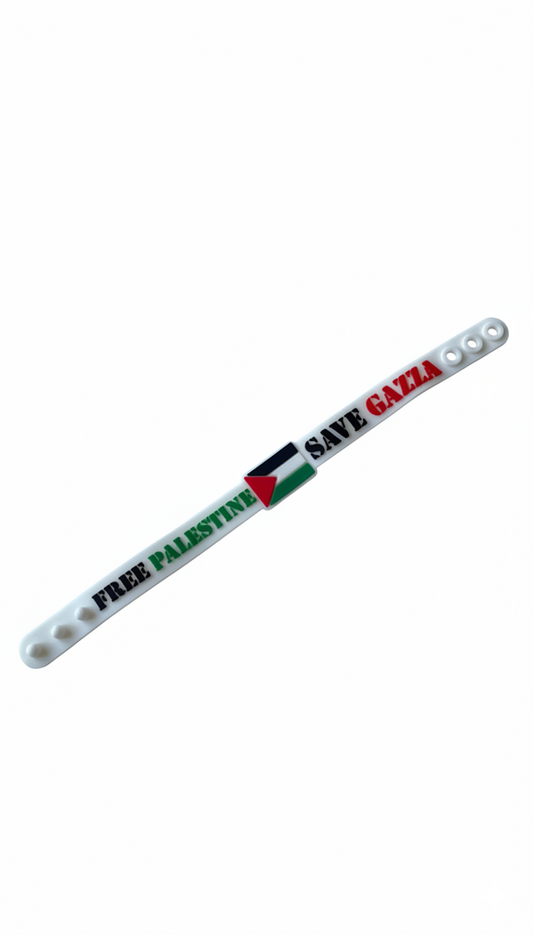Palestinian Save Gazza White Scented Rubber Adjustable Hand Bracelet