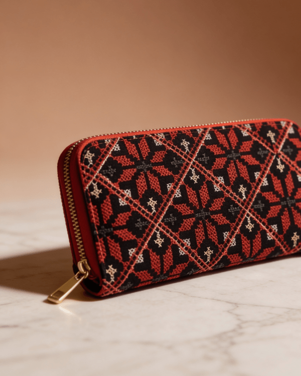 Palestinian Tatreez Embroidered Wallet Colorful Red – Palestine ...