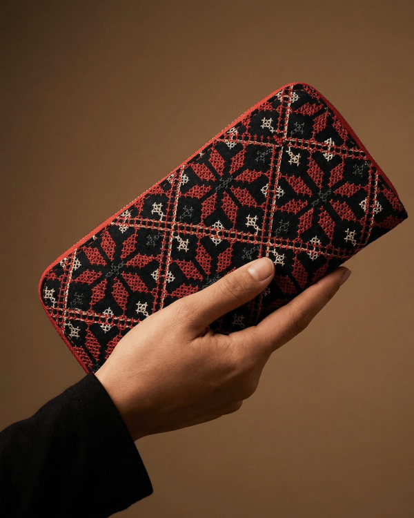 Palestinian Tatreez Embroidered Wallet Colorful Red – Palestine ...