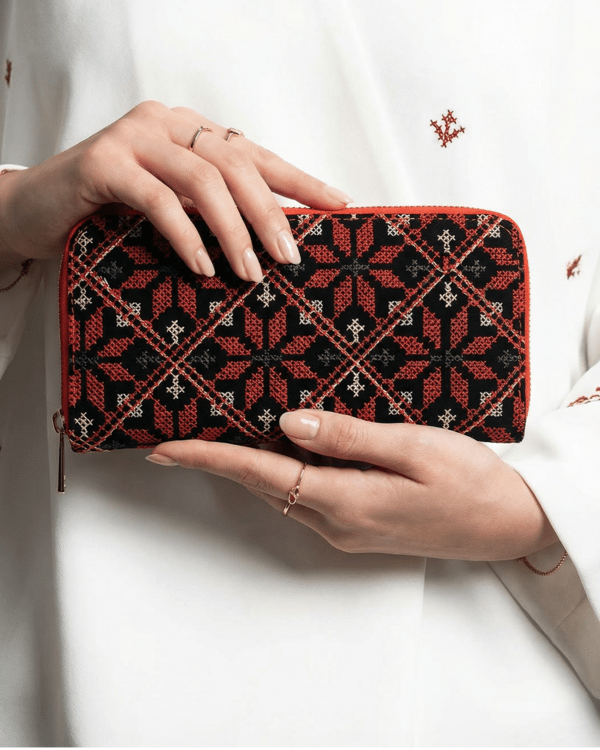 Palestinian Tatreez Embroidered Wallet Colorful Red – Palestine ...