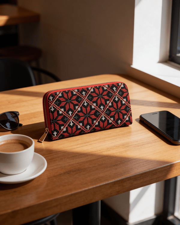 Palestinian Tatreez Embroidered Wallet Colorful Red – Palestine ...