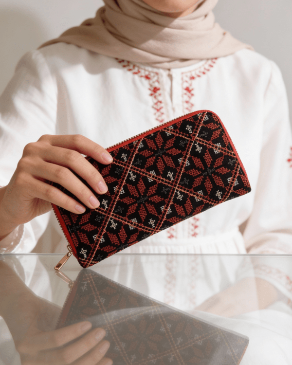 Palestinian Tatreez Embroidered Wallet Colorful Red – Palestine ...