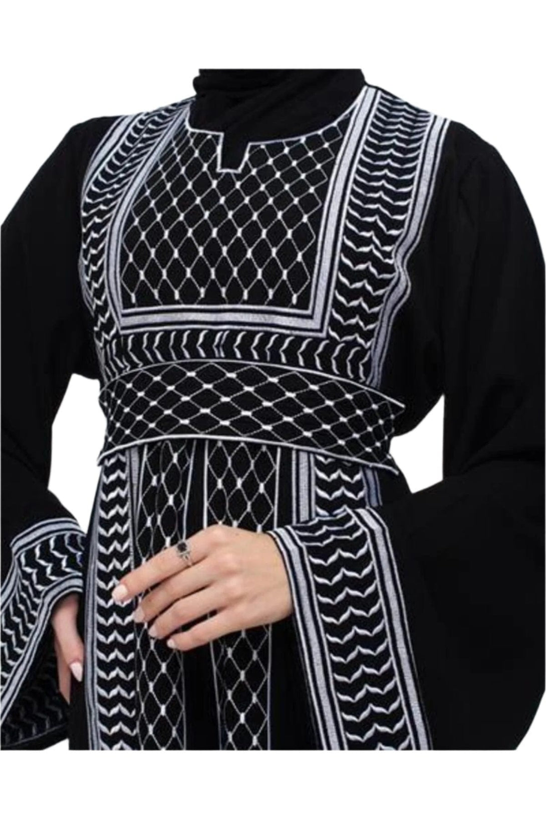 Zaytoon Dress Zaytoon® Palestinian Traditional Keffiyeh Single Side Embroidered Womens Dress