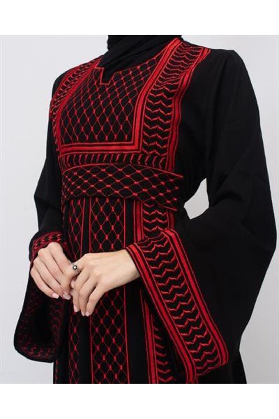 Zaytoon Dress Zaytoon® Palestinian Traditional Keffiyeh Single Side Embroidered Womens Dress