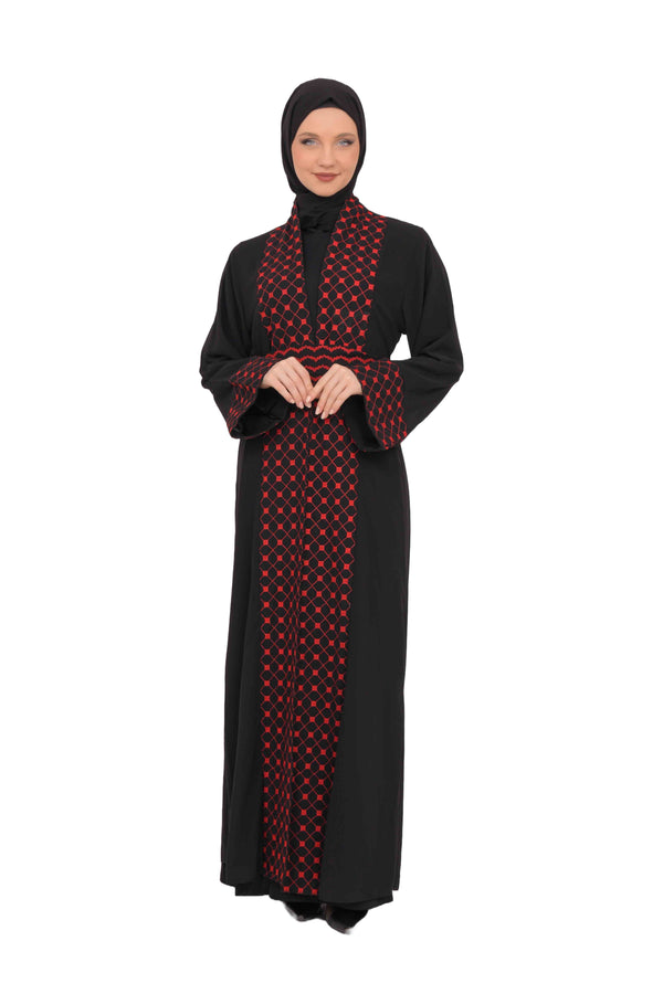 Zaytoon Gift Abaya Black / M Zaytoon® Abaya Embroidered Palestinian Traditional Arabic Dress with Cape Bisht and Internal Dress