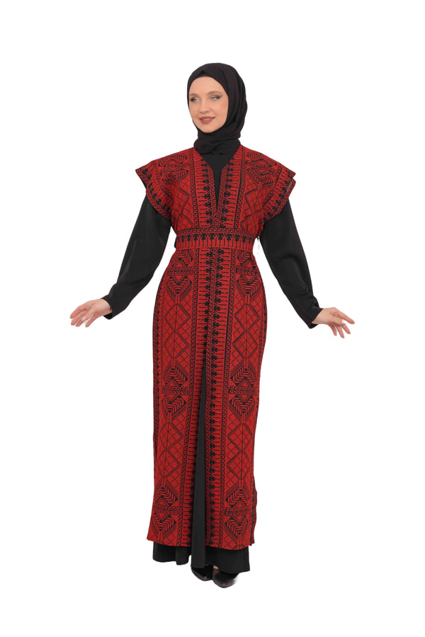 Zaytoon Gift Abaya Black Zaytoon® Red Bisht Tatreez Abaya