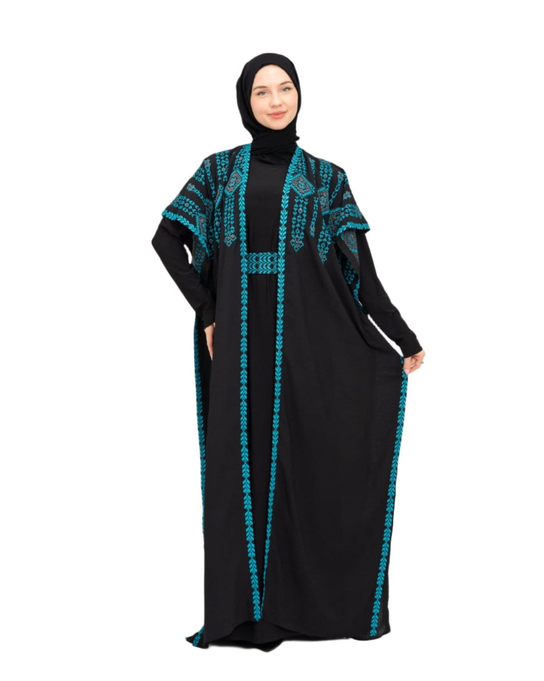 Zaytoon Gift Abaya Blue / M Zaytoon® Double-Sided Palestinian Heritage Embroidery Royal Abaya