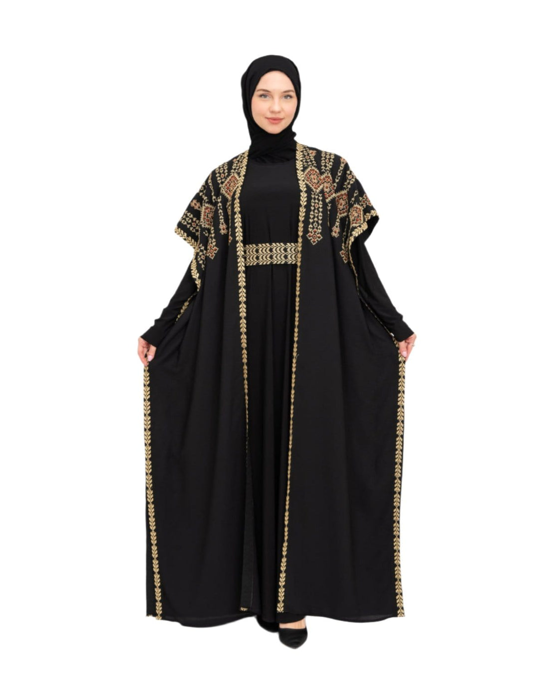 Zaytoon Gift Abaya Gold / M Zaytoon® Double-Sided Palestinian Heritage Embroidery Royal Abaya