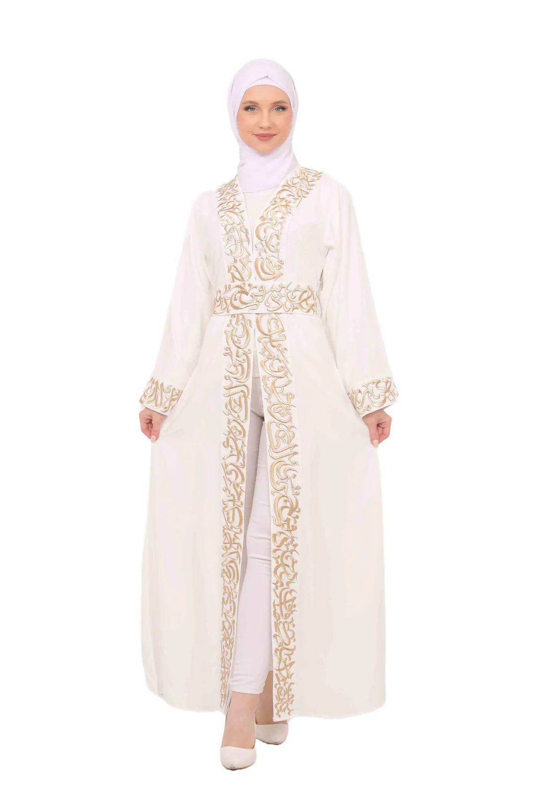 Zaytoon Gift Abaya White / M Zaytoon® Palestinian Jordanian Tatreez Thobe Embroidered Arabic Abaya Eid Dress