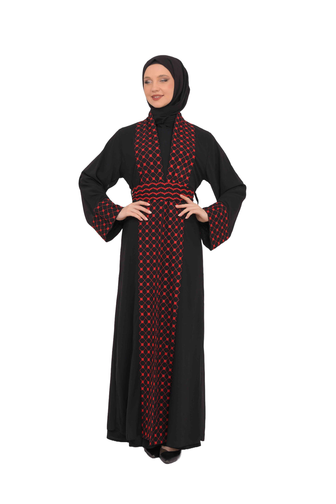 Zaytoon Gift Abaya Zaytoon® Abaya Embroidered Palestinian Traditional Arabic Dress with Cape Bisht and Internal Dress