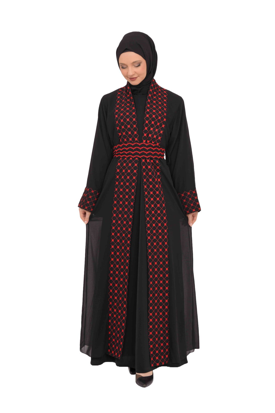 Zaytoon Gift Abaya Zaytoon® Abaya Embroidered Palestinian Traditional Arabic Dress with Cape Bisht and Internal Dress