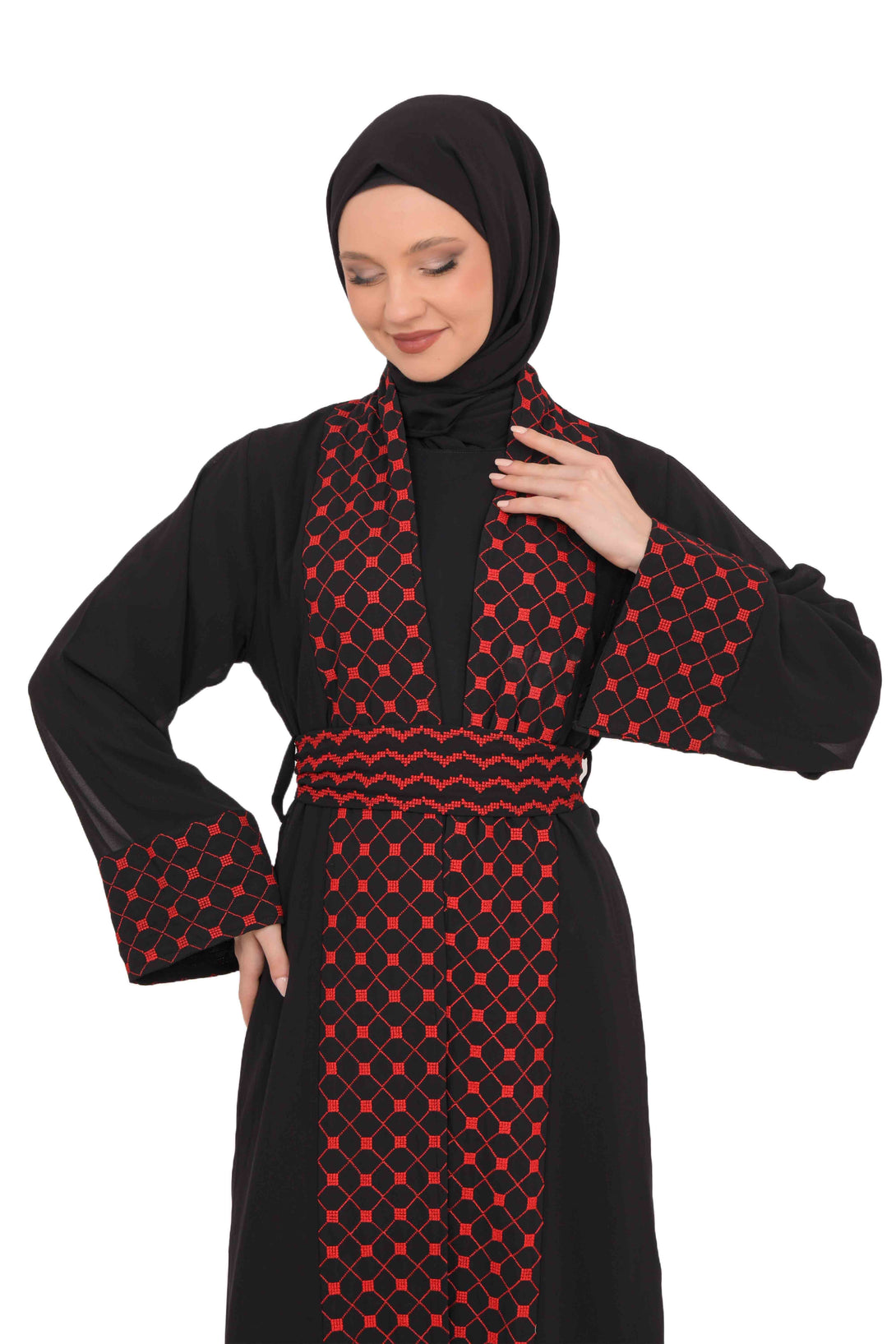 Zaytoon Gift Abaya Zaytoon® Abaya Embroidered Palestinian Traditional Arabic Dress with Cape Bisht and Internal Dress