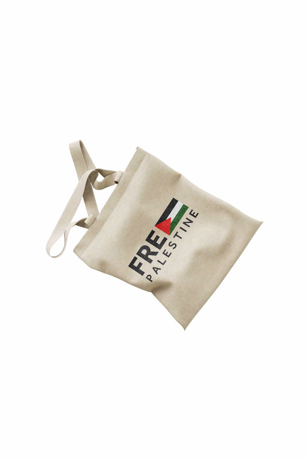 Zaytoon Gift Canvas Bag Traditional Palestinian "Free PALESTINE" with Flag Digital Printed Tote Bag