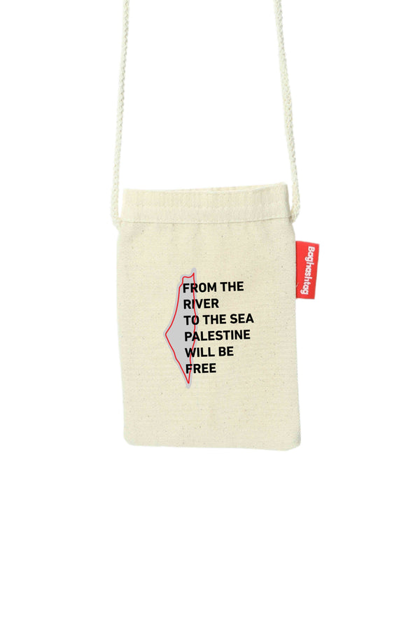 Zaytoon Gift Canvas Bag Traditional Palestinian Half Watermelon "FROM THE RIVER TO THE SEA PALESTINE WILL BE FREE" Digital Printed Fabric Zipper Phone Bag