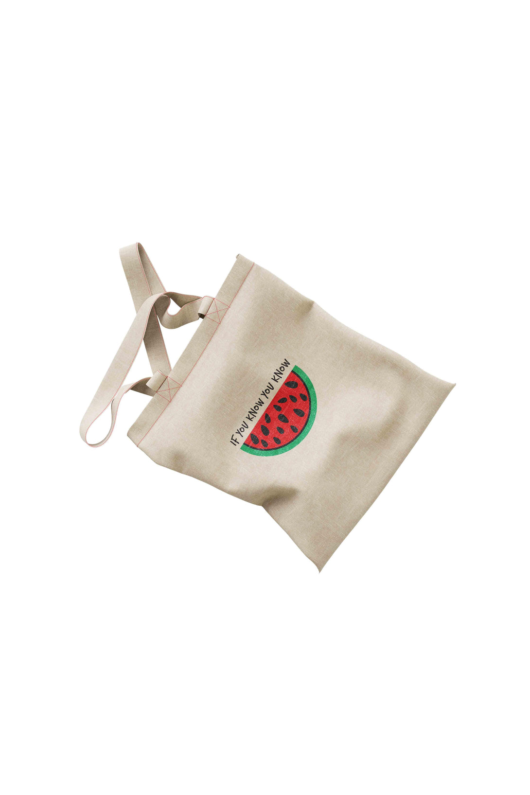 Zaytoon Gift Canvas Bag Traditional Palestinian Half Watermelon "IF YOU KNOW YOU KNOW" Digital Printed Tote Bag