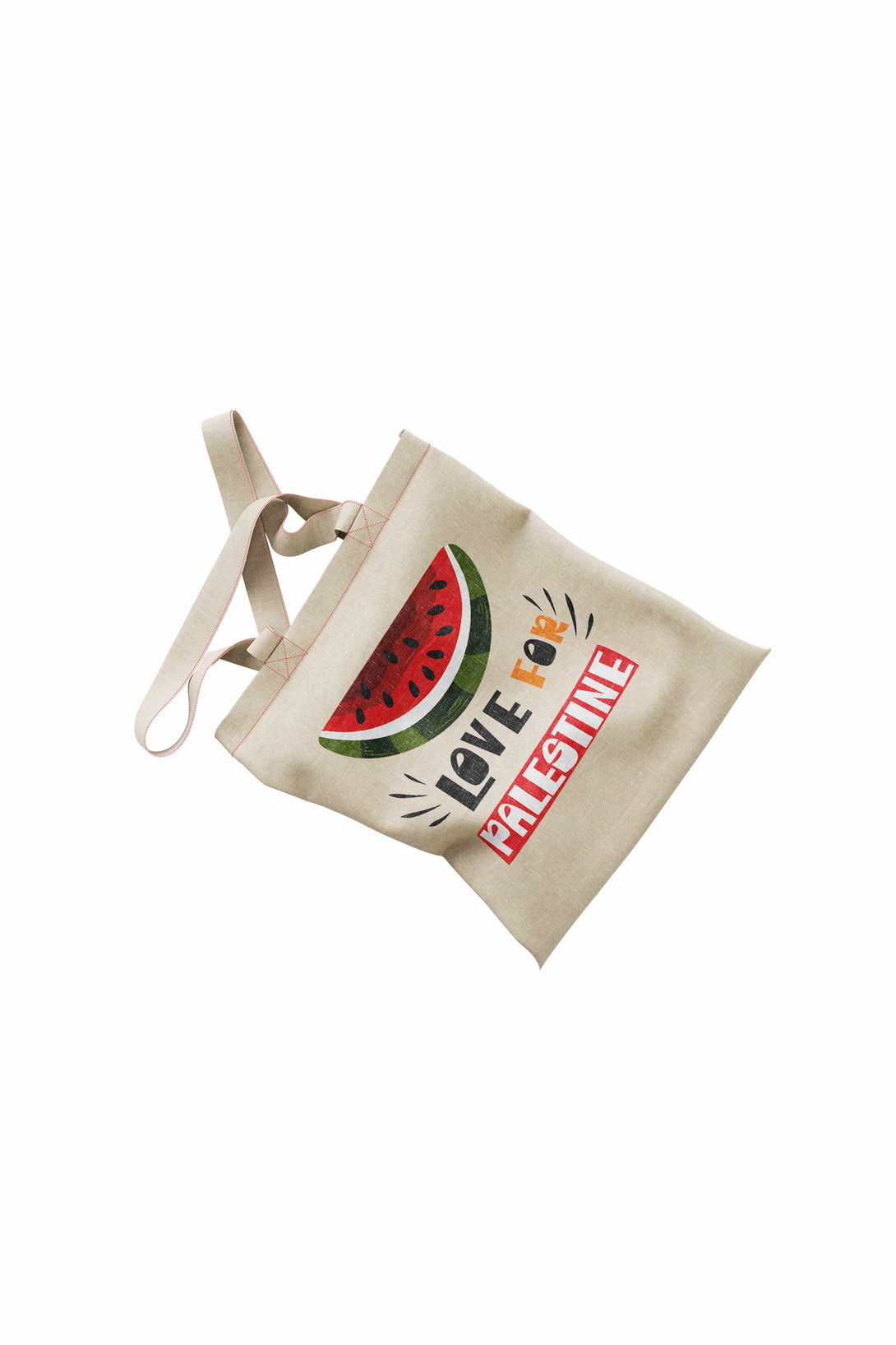 Zaytoon Gift Canvas Bag Traditional Palestinian Half Watermelon "LOVE FOR PALESTINE" Digital Printed Tote Bag