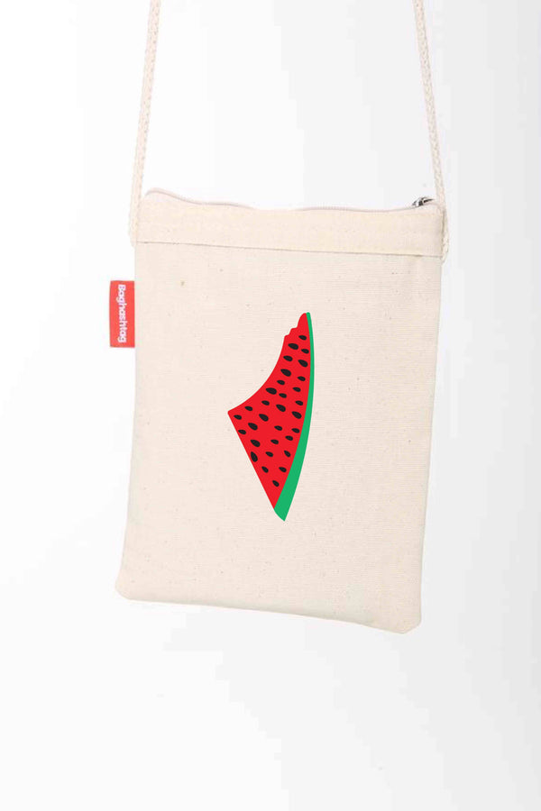 Zaytoon Gift Canvas Bag Traditional Palestinian Watermelon Palestine Map Digital Printed Fabric Zipper Bag