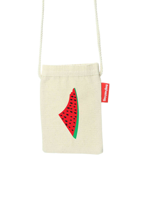 Zaytoon Gift Canvas Bag Traditional Palestinian Watermelon Palestine Map Digital Printed Fabric Zipper Phone Bag